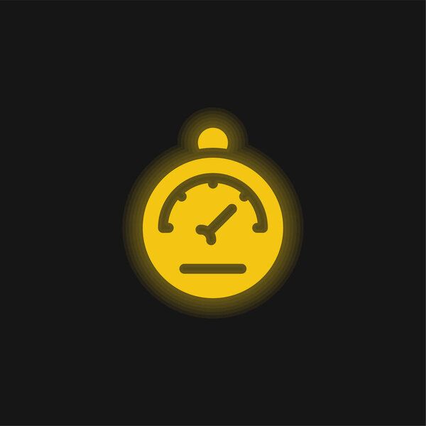 Barometer yellow glowing neon icon