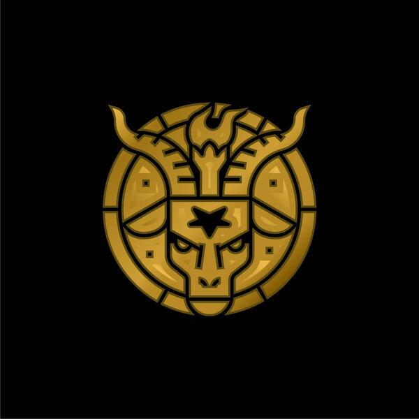 Baphomet gold plated metalic icon or logo vector