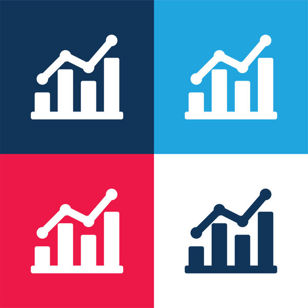 Бары синий и красный четыре цвета минимальный набор значков