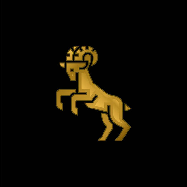 Aries gold plated metalic icon or logo vector