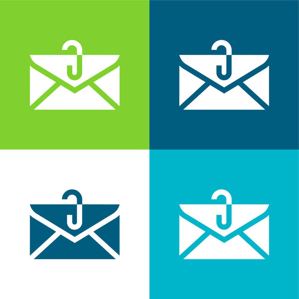 Прикрепление Плоский четырехцветный минимальный набор значков