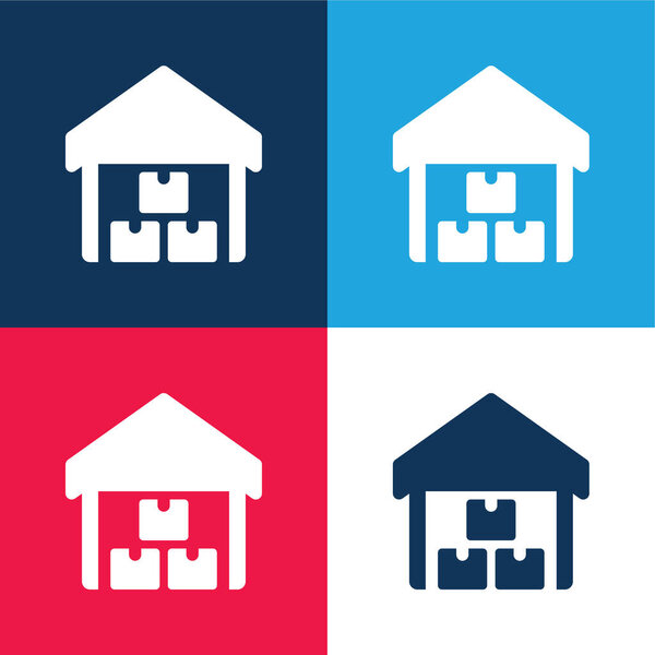 Коробки синий и красный четыре цвета минимальный набор значков