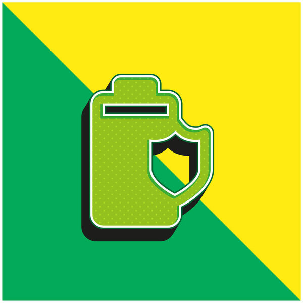 Батарея Зеленый и желтый современный 3d логотип вектора