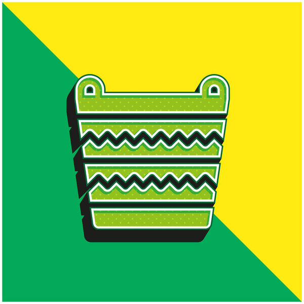 Basket Green and yellow modern 3d vector icon logo