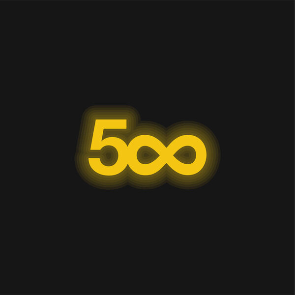 500px желтый светящийся неоновый значок логотипа