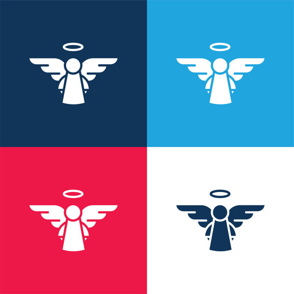 Angel blue and red four color minimal icon set