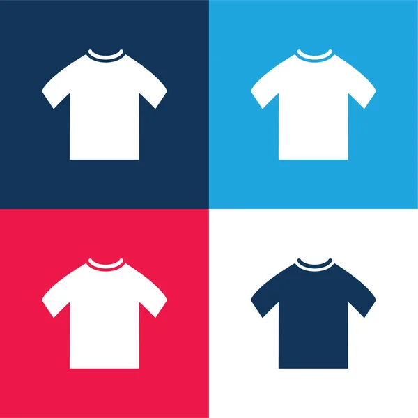 Black Male Shirt Blue Red Four Color Minimal Icon Set — 图库矢量图片