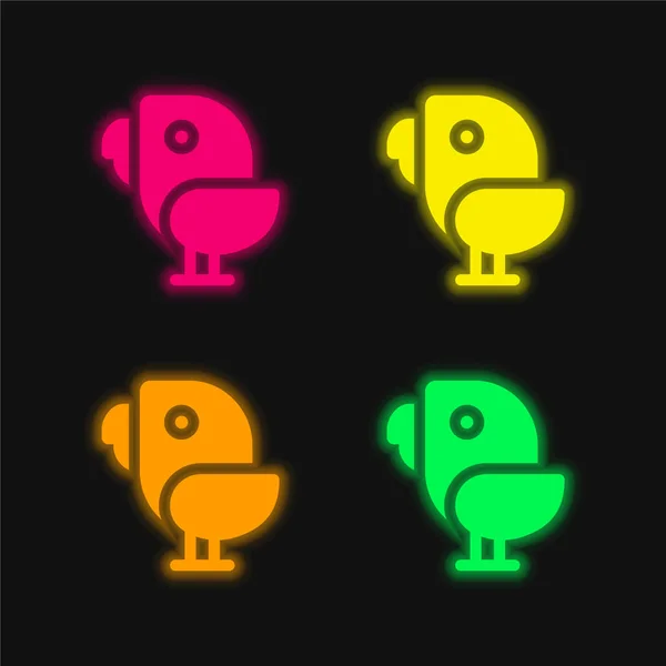 Vogel Vier Kleur Gloeiende Neon Vector Pictogram — Stockvector
