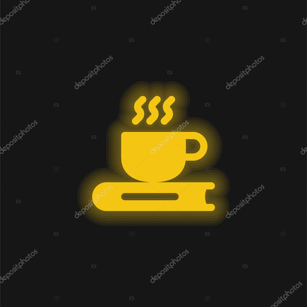 Book yellow glowing neon icon