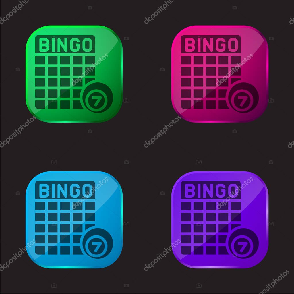 Bingo four color glass button icon