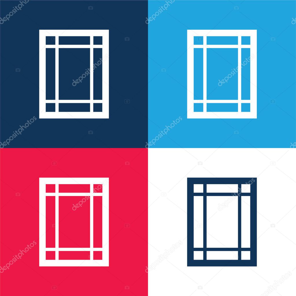 Borders Size blue and red four color minimal icon set