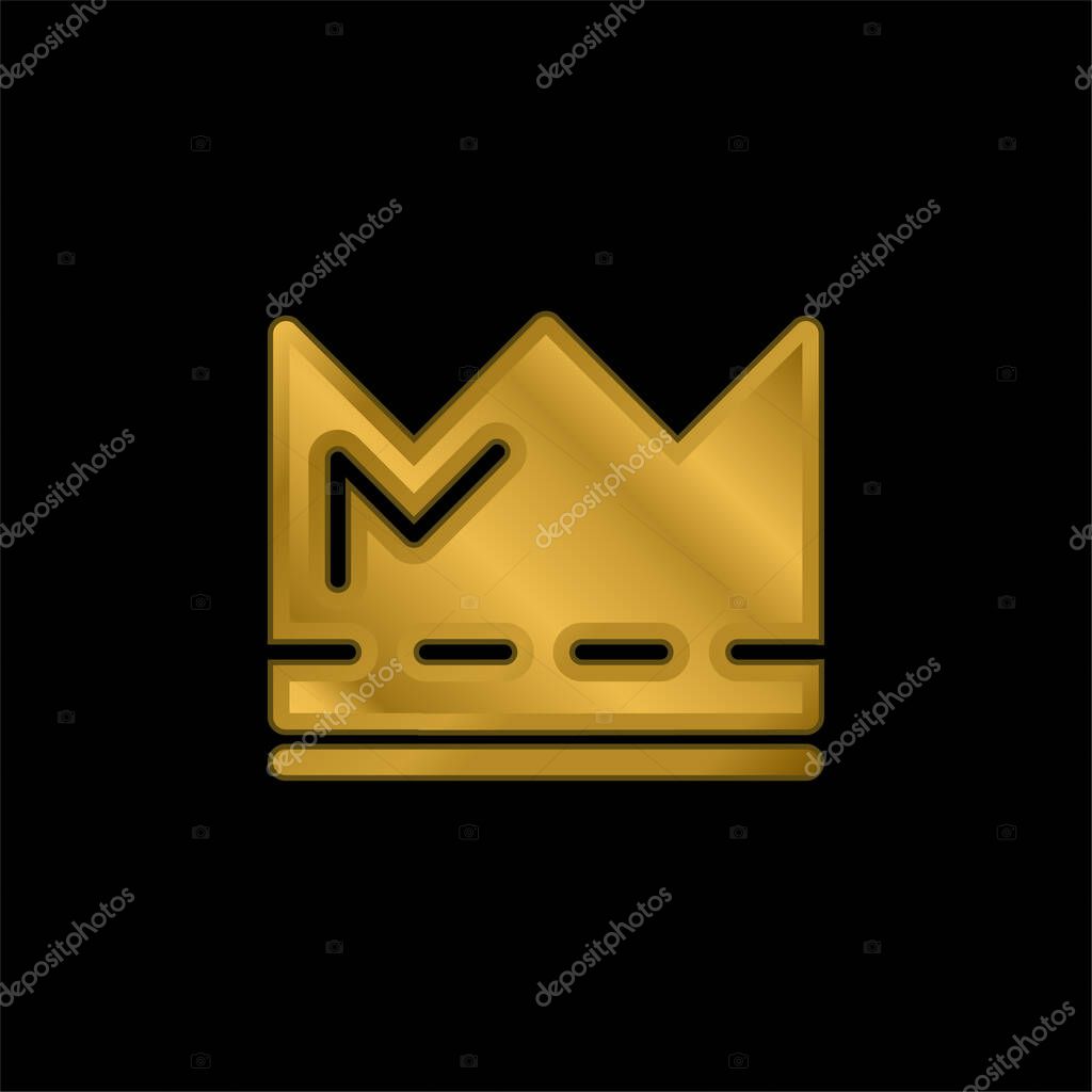 Crown gold plated metalic icon or logo vector