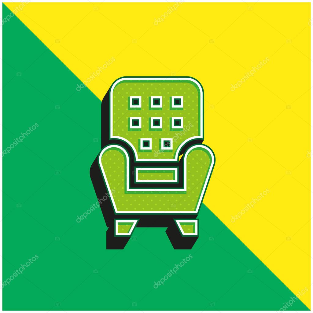Armchair Green and yellow modern 3d vector icon logo