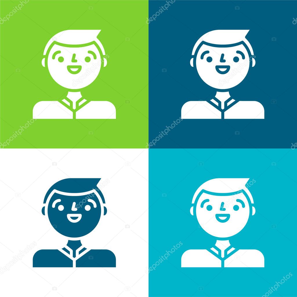Boy Flat four color minimal icon set
