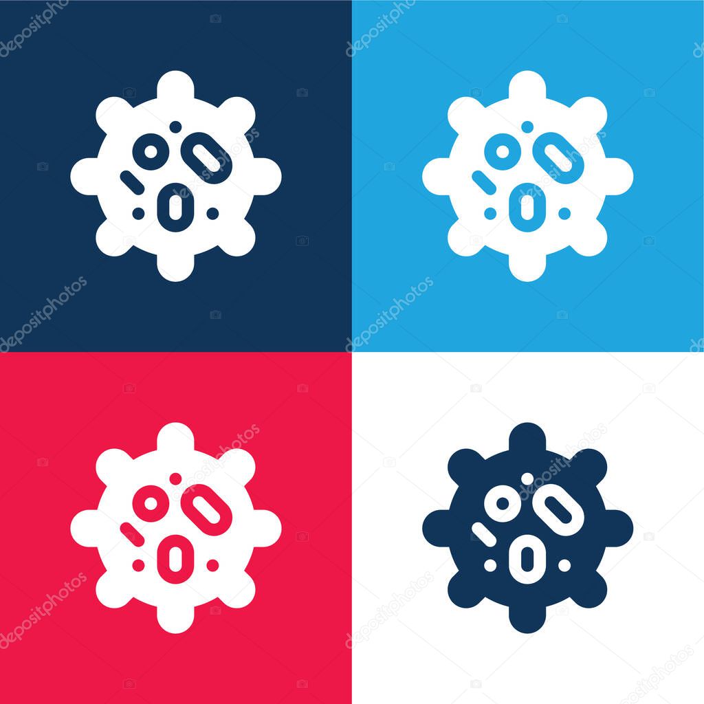 Biology blue and red four color minimal icon set
