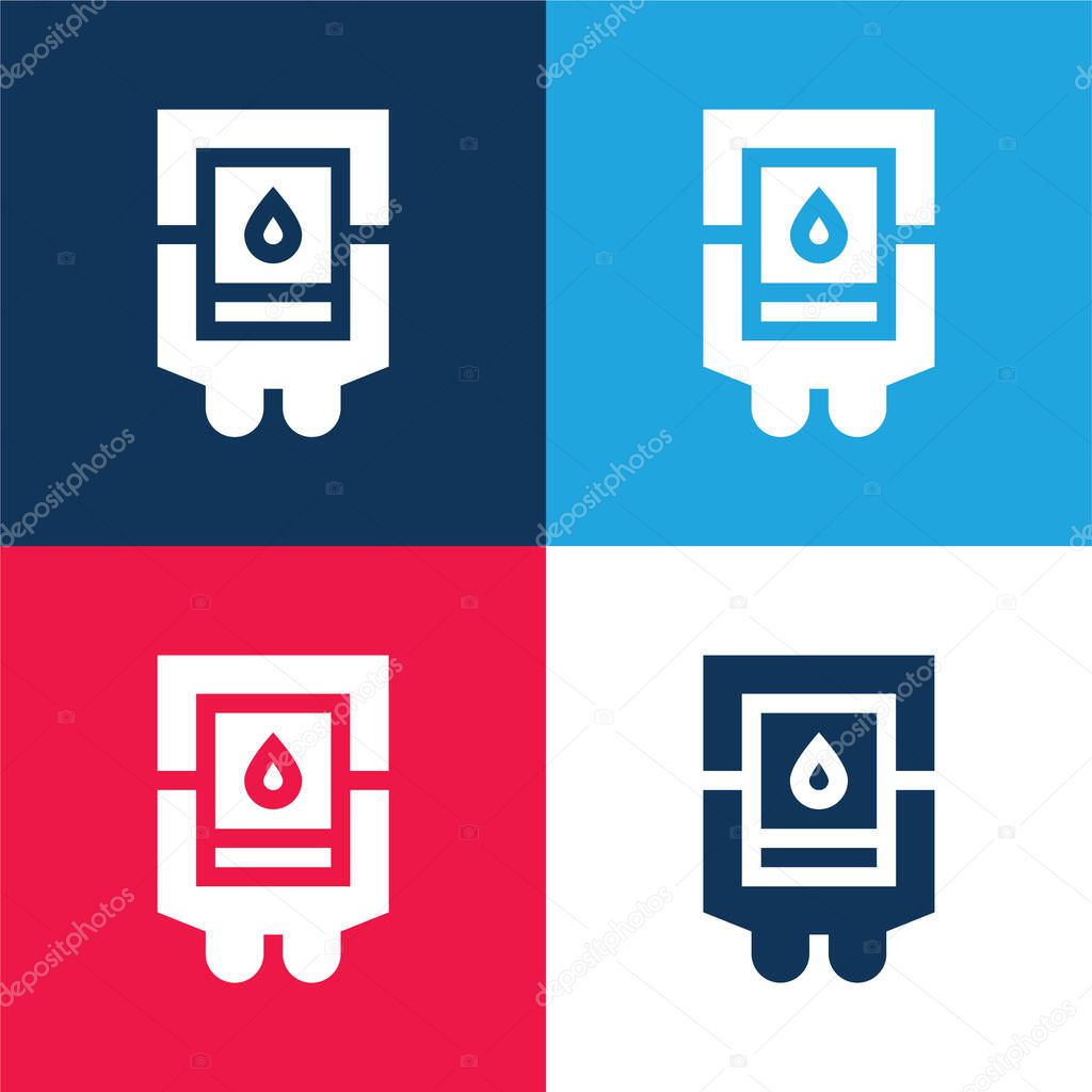 Blood Bag blue and red four color minimal icon set