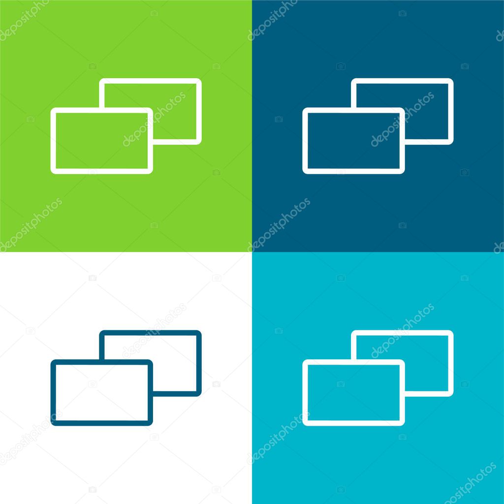 2 Squares Flat four color minimal icon set