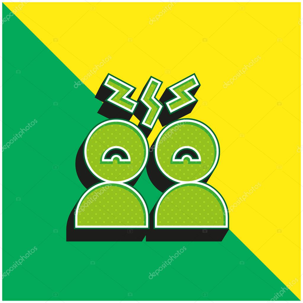 Angry Green and yellow modern 3d vector icon logo
