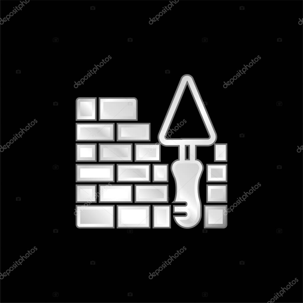 Brick Wall silver plated metallic icon
