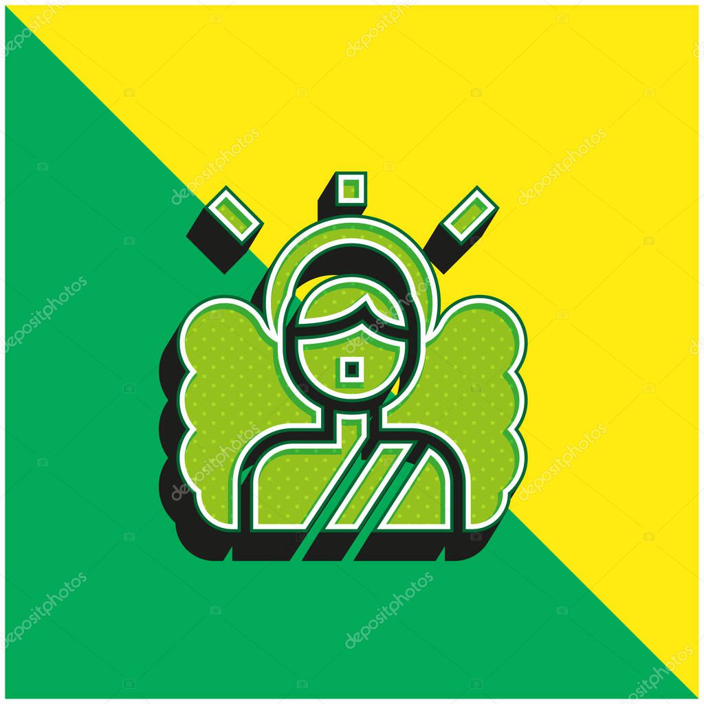 Angel Green and yellow modern 3d vector icon logo