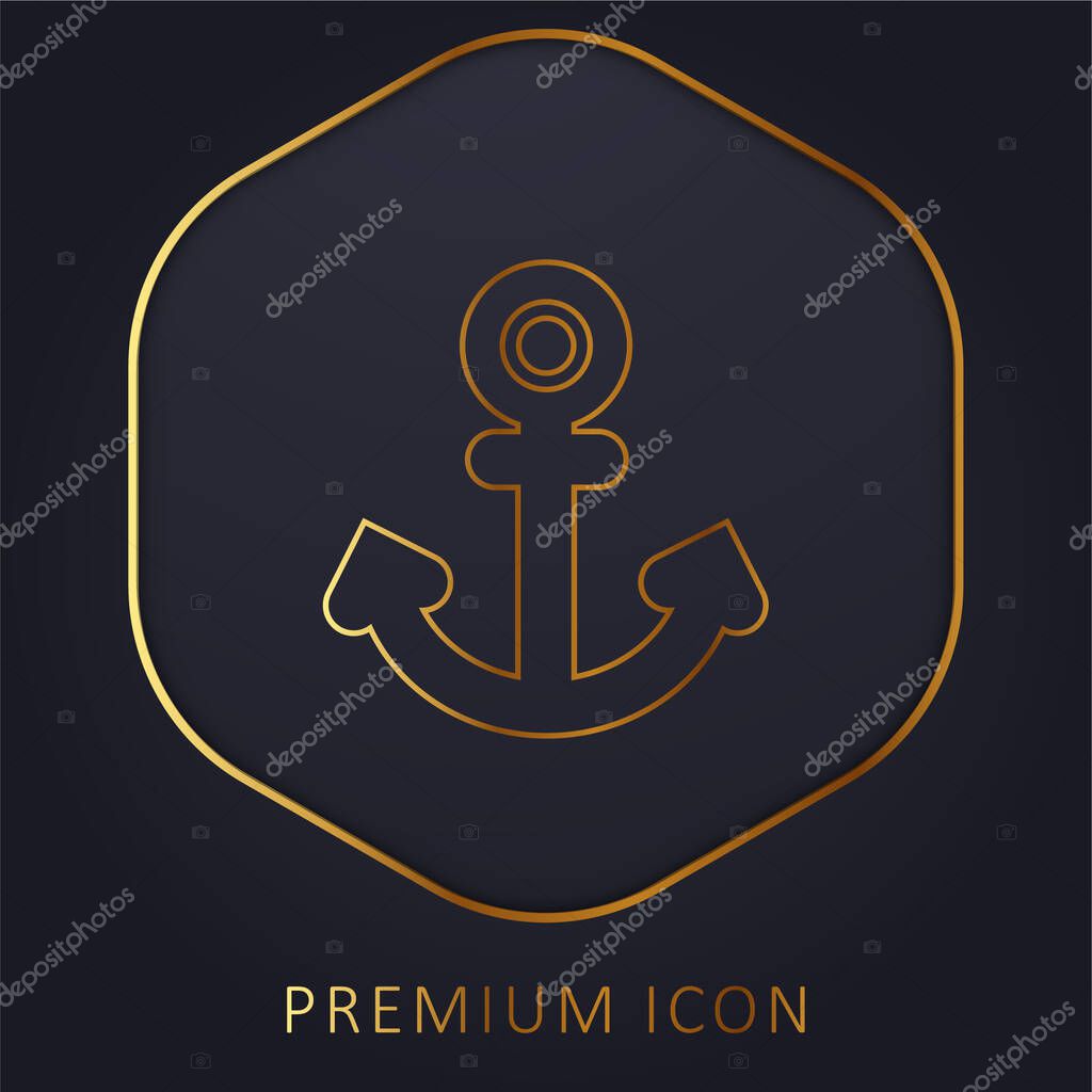 Anchor Tattoo golden line premium logo or icon
