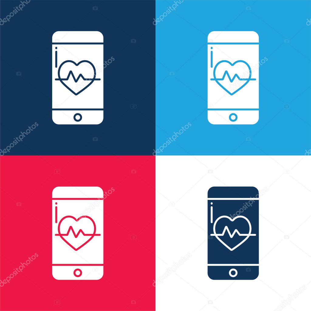 App blue and red four color minimal icon set