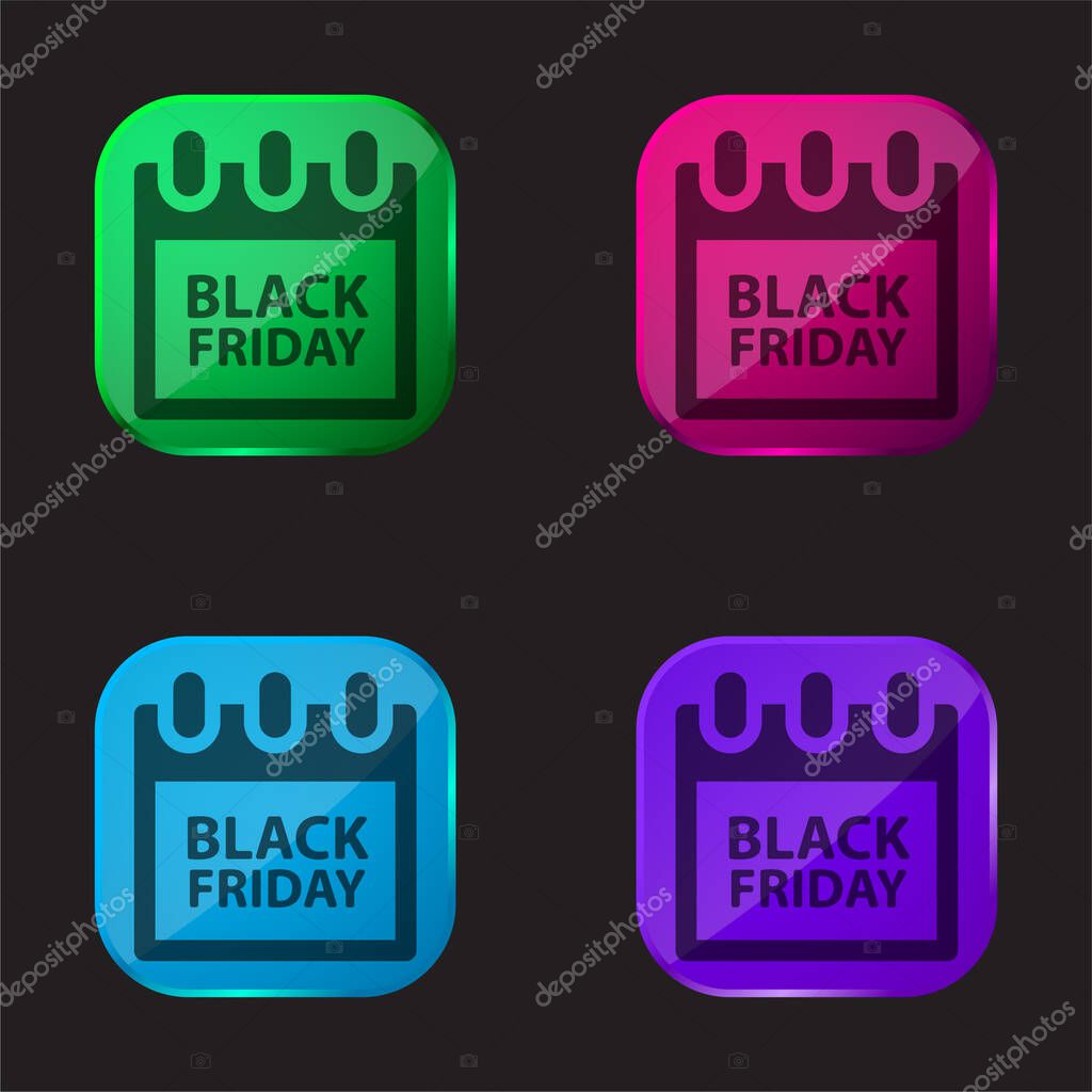 Black Friday four color glass button icon