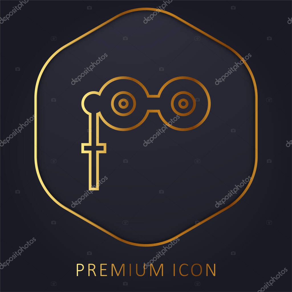 Binoculars golden line premium logo or icon