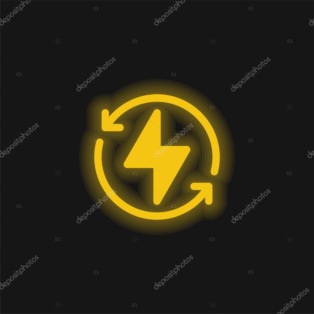 Bolt yellow glowing neon icon