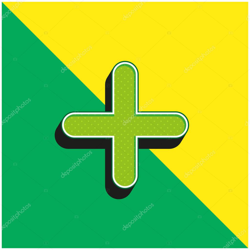 Addition Thick Symbol Green and yellow modern 3d vector icon logo