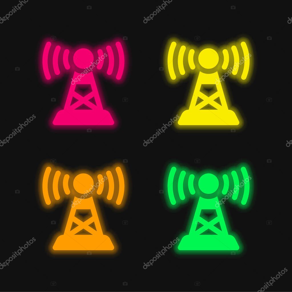 Antenna four color glowing neon vector icon