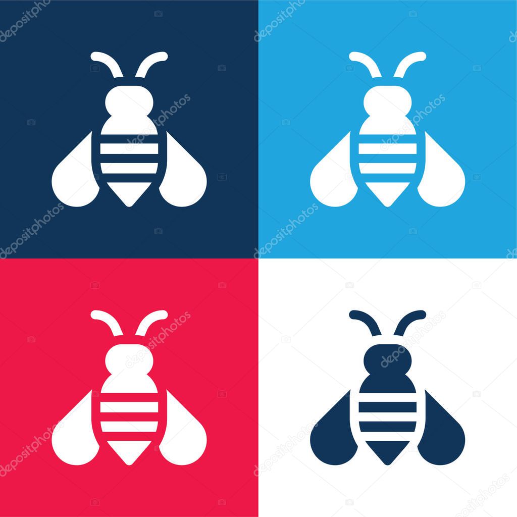 Bee blue and red four color minimal icon set
