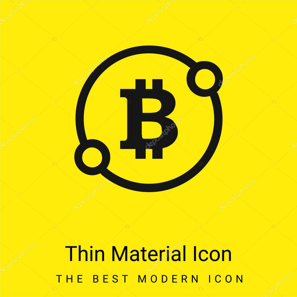 Bitcoin Sign In A Circle With Two Spots Connect Symbol minimal bright yellow material icon