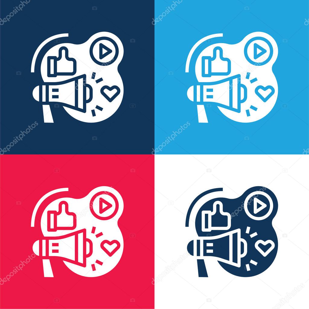 Advertising blue and red four color minimal icon set