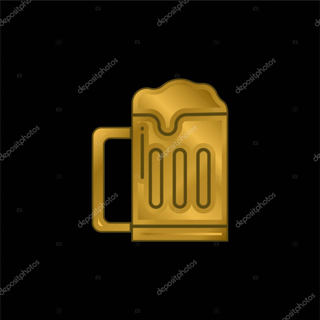 Beer gold plated metalic icon or logo vector