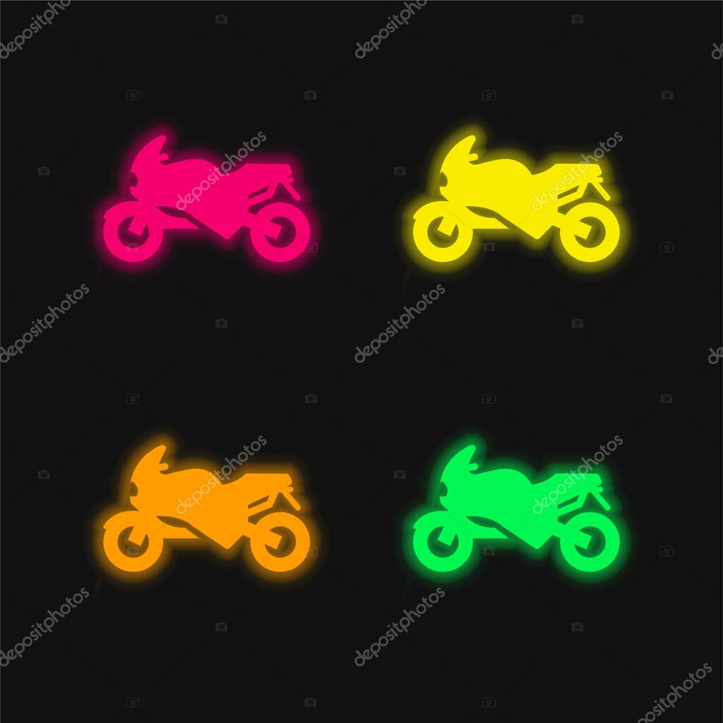 Bike four color glowing neon vector icon