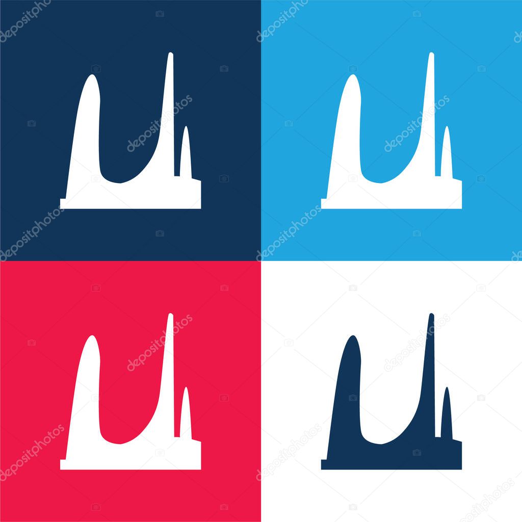 Afrikaans Language Monument, South Africa blue and red four color minimal icon set