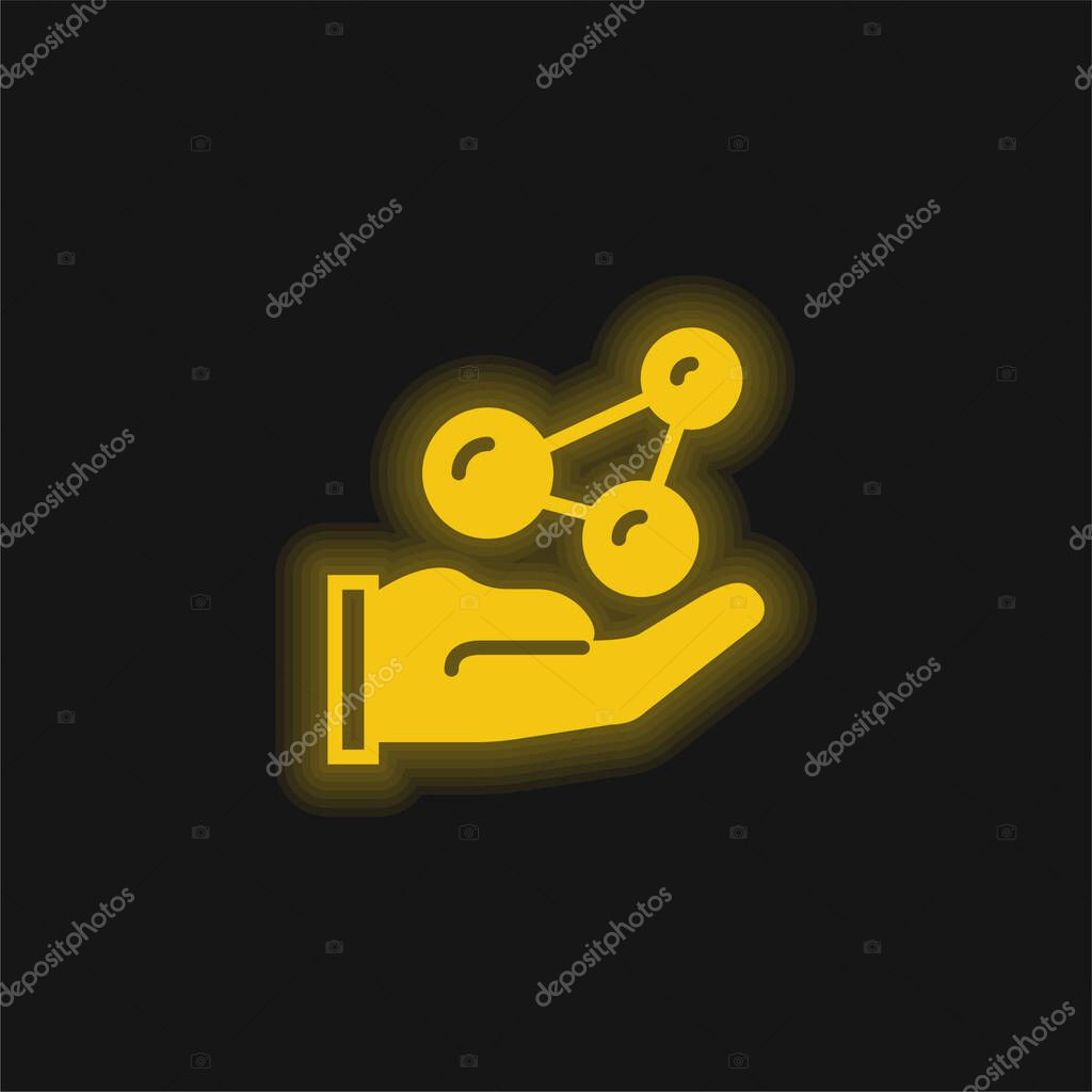 Atoms yellow glowing neon icon
