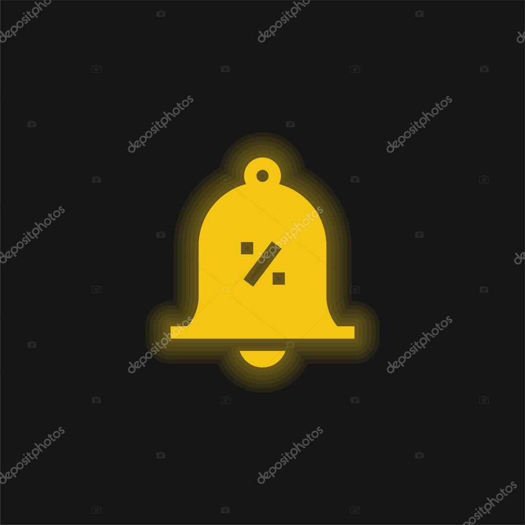 Bell yellow glowing neon icon