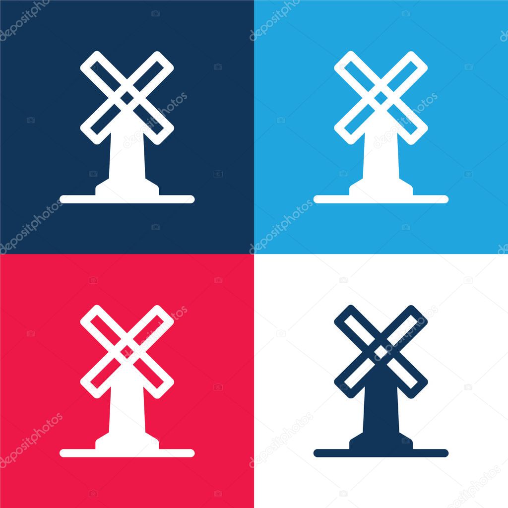 Big Windmill blue and red four color minimal icon set
