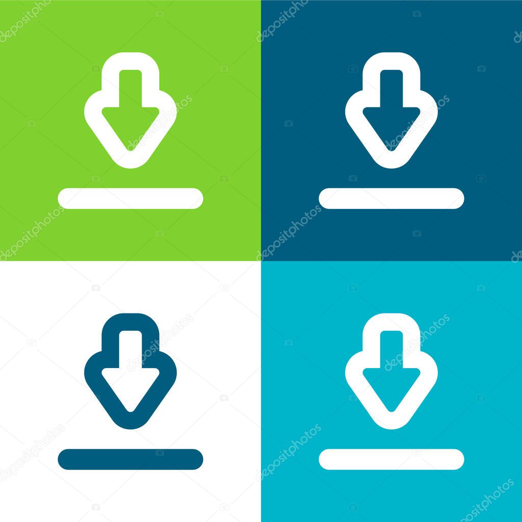 Big Download Arrow Flat four color minimal icon set