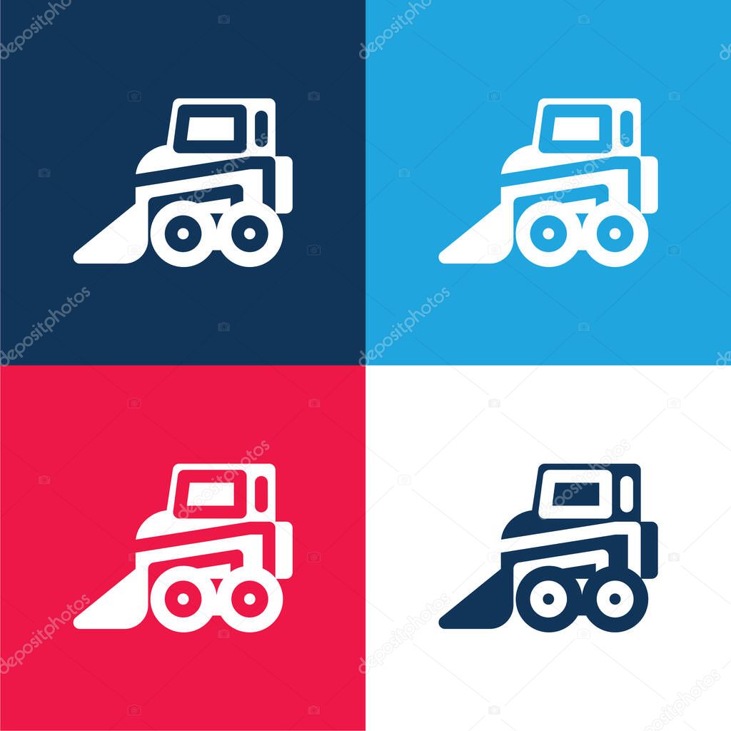 Backhoe blue and red four color minimal icon set