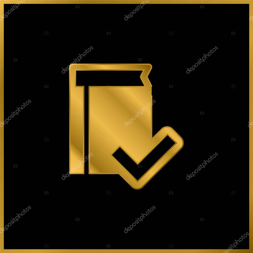 Book Verification Interface Symbol gold plated metalic icon or logo vector