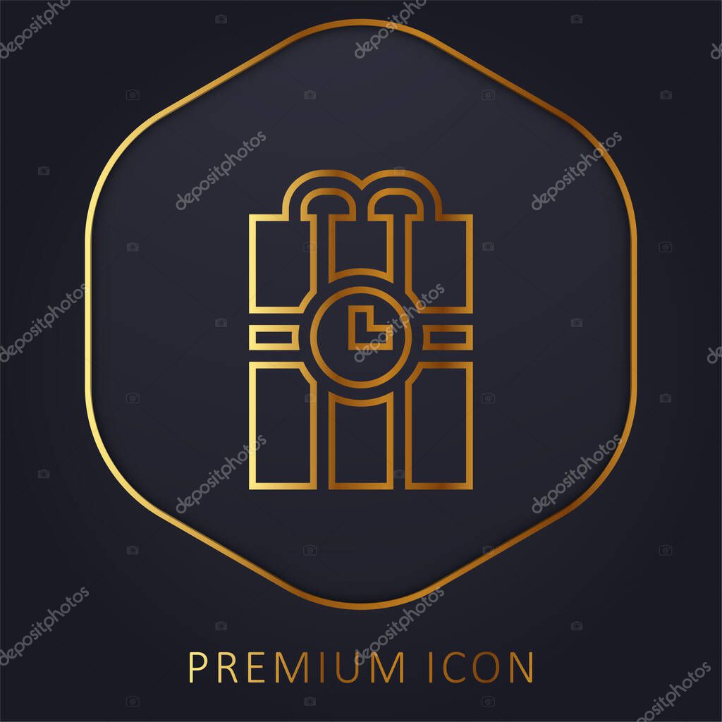 Bomb golden line premium logo or icon