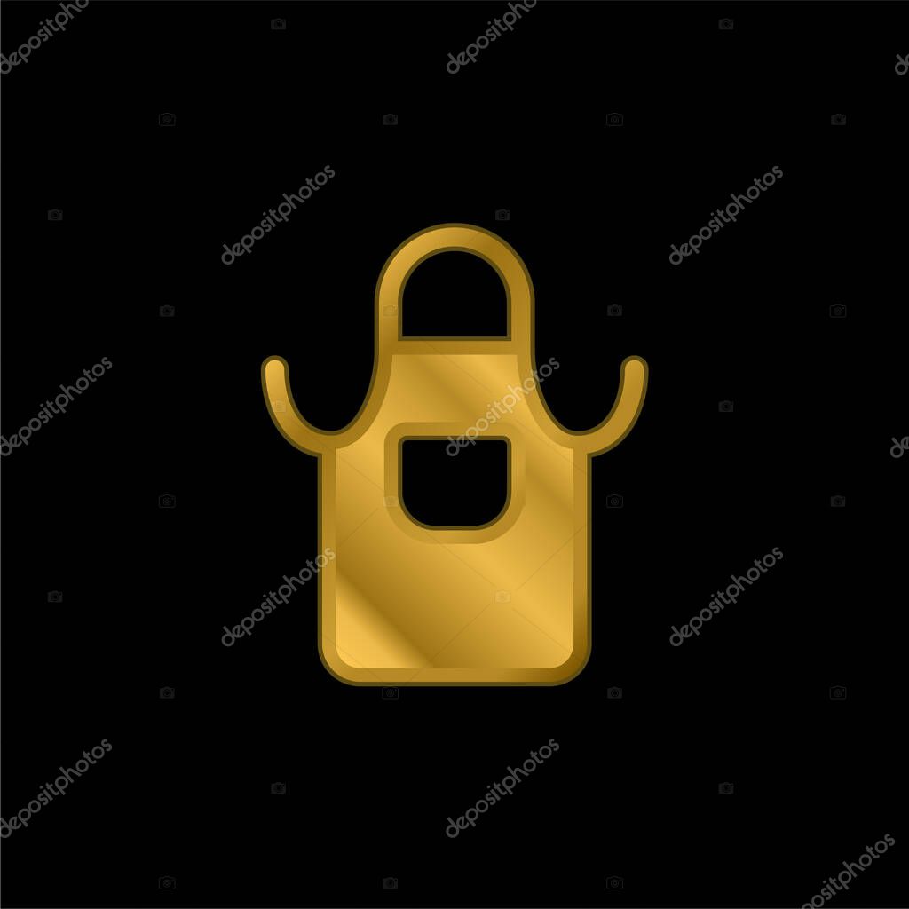 Apron gold plated metalic icon or logo vector