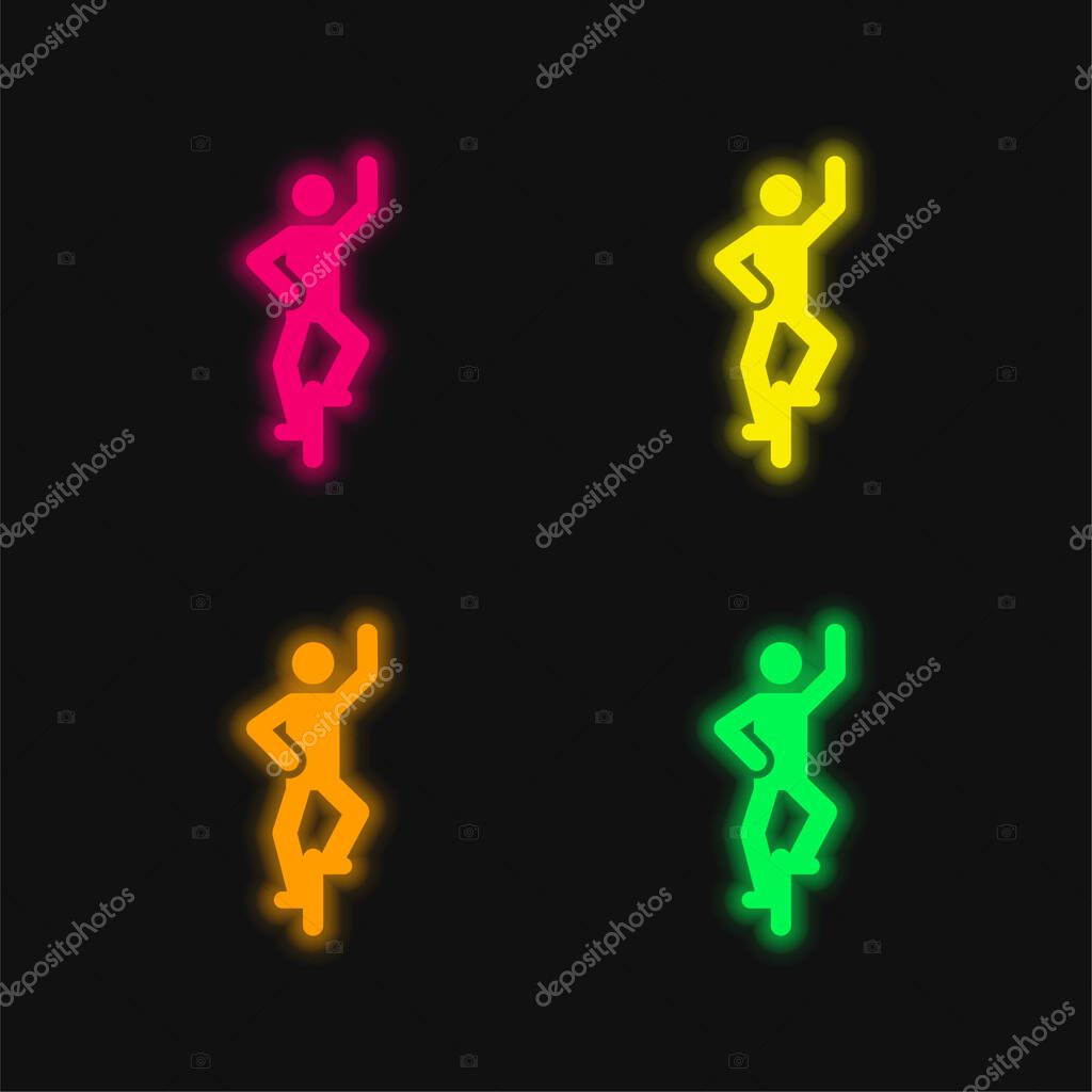 Acrobat four color glowing neon vector icon
