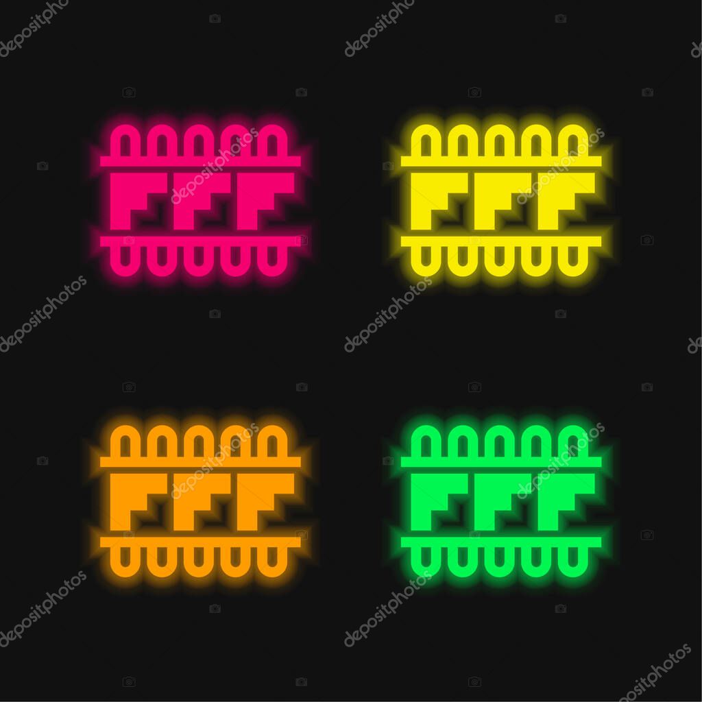 Artisanal Mosaic Design Of Mexico four color glowing neon vector icon