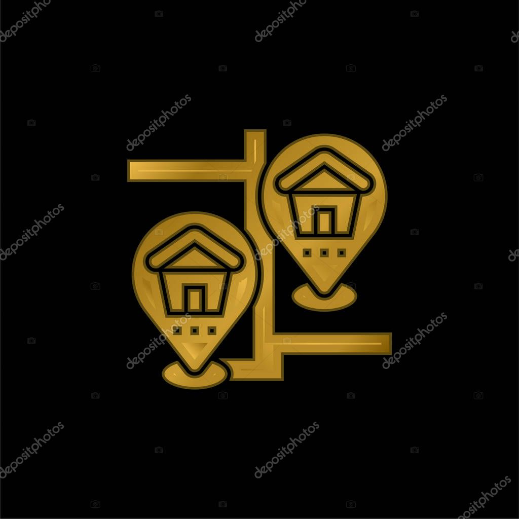 Bank gold plated metalic icon or logo vector