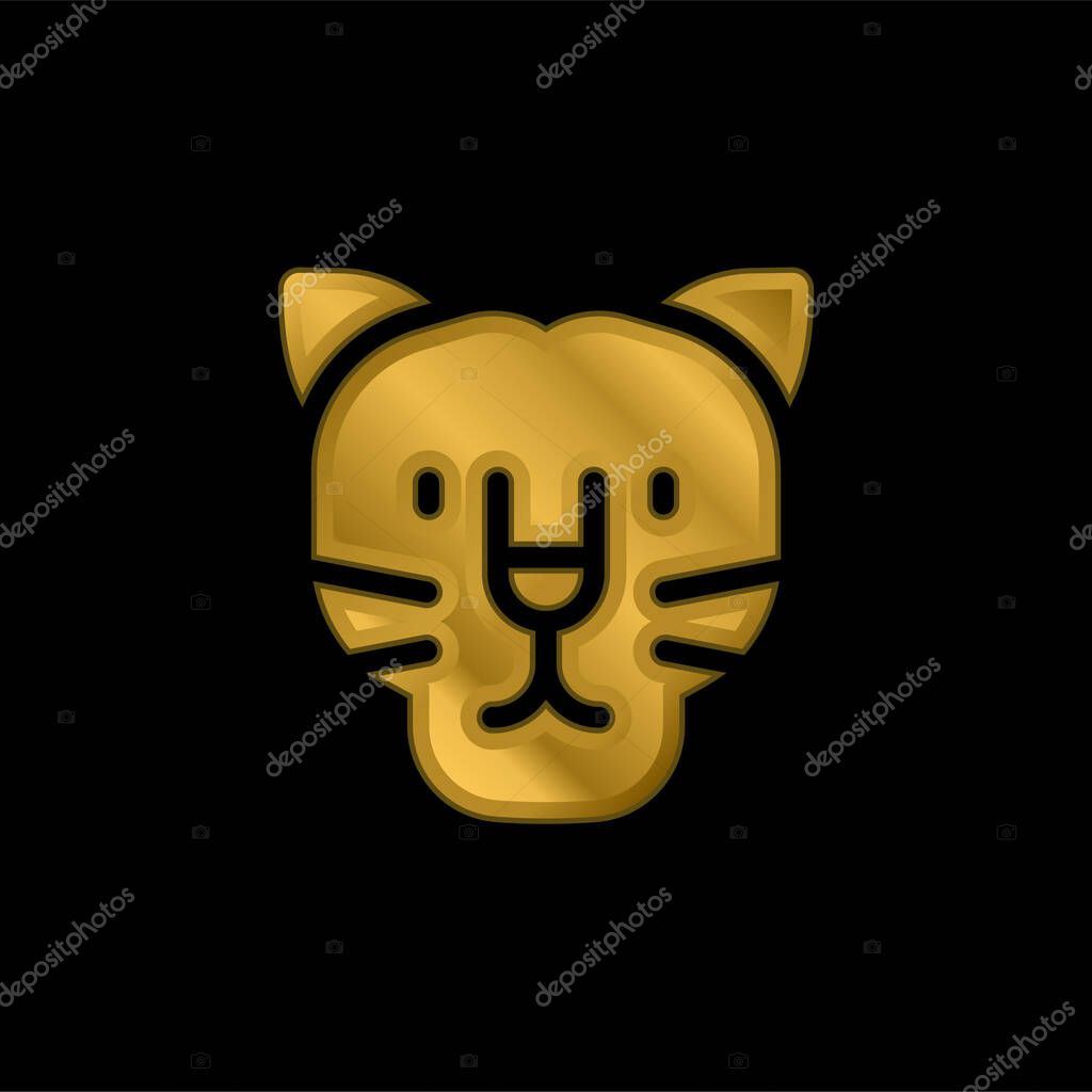 Black Panther gold plated metalic icon or logo vector