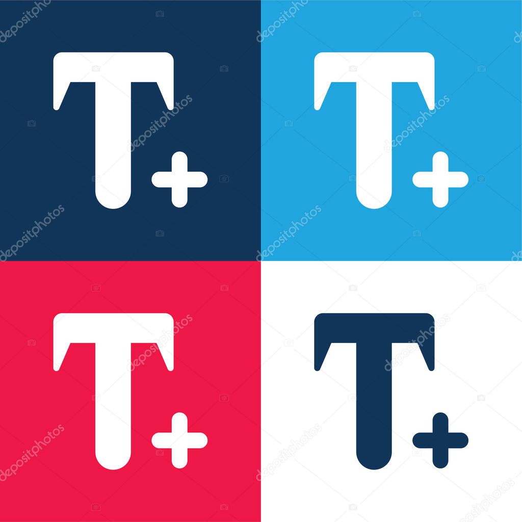 Add Text blue and red four color minimal icon set